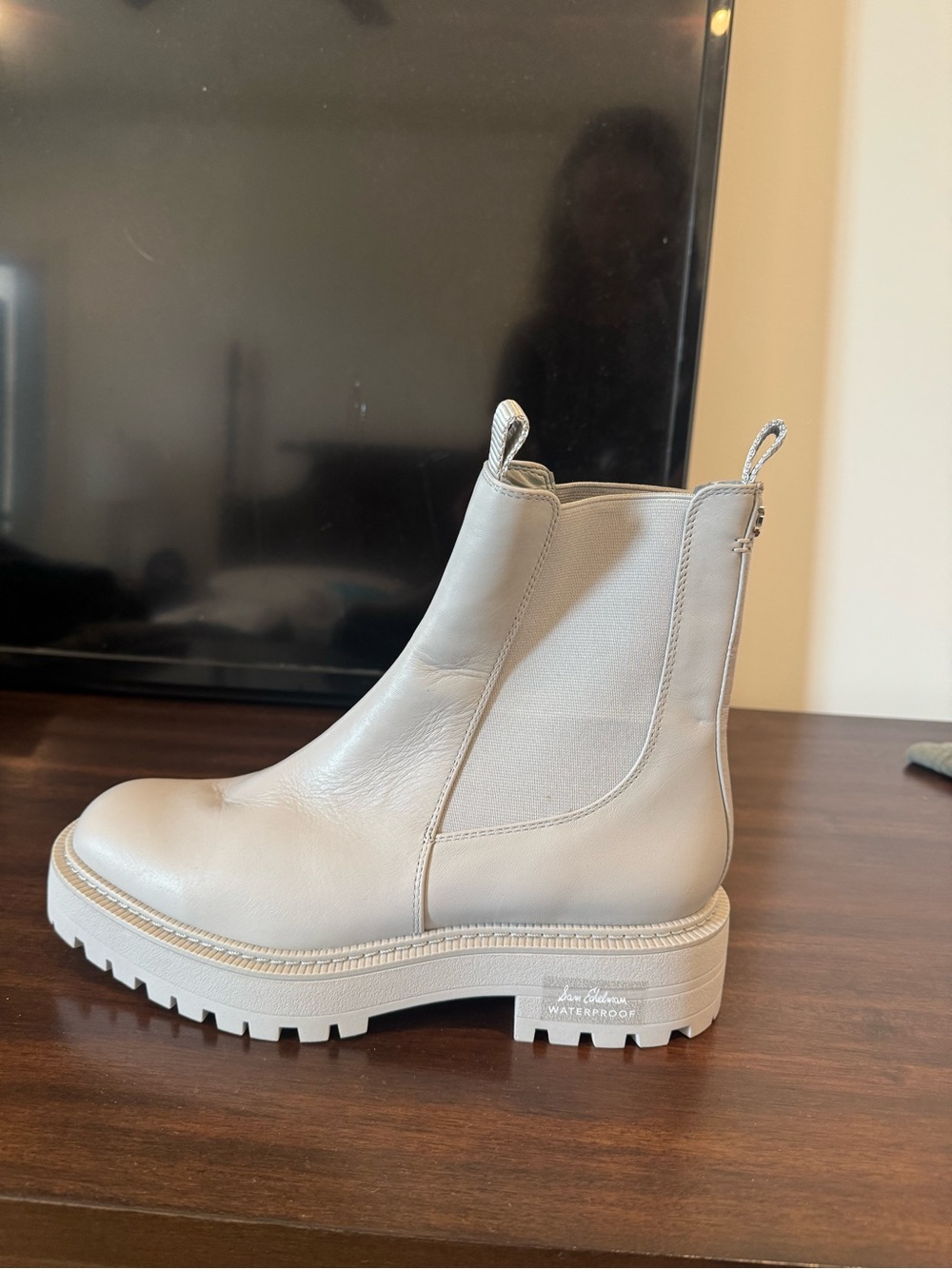 Sam Edelman Women's Chelsea Lug Sole Boot in Light Gray